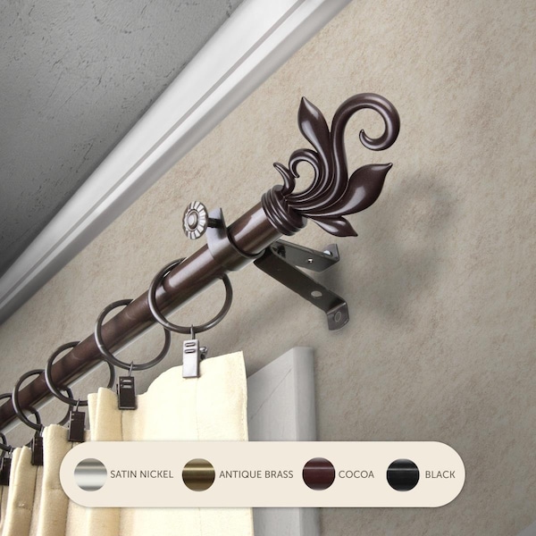 Kd 0.8125 in. Giles Curtain Rod with 120 to 170 in. Extension, Cocoa KD3728633 - main
